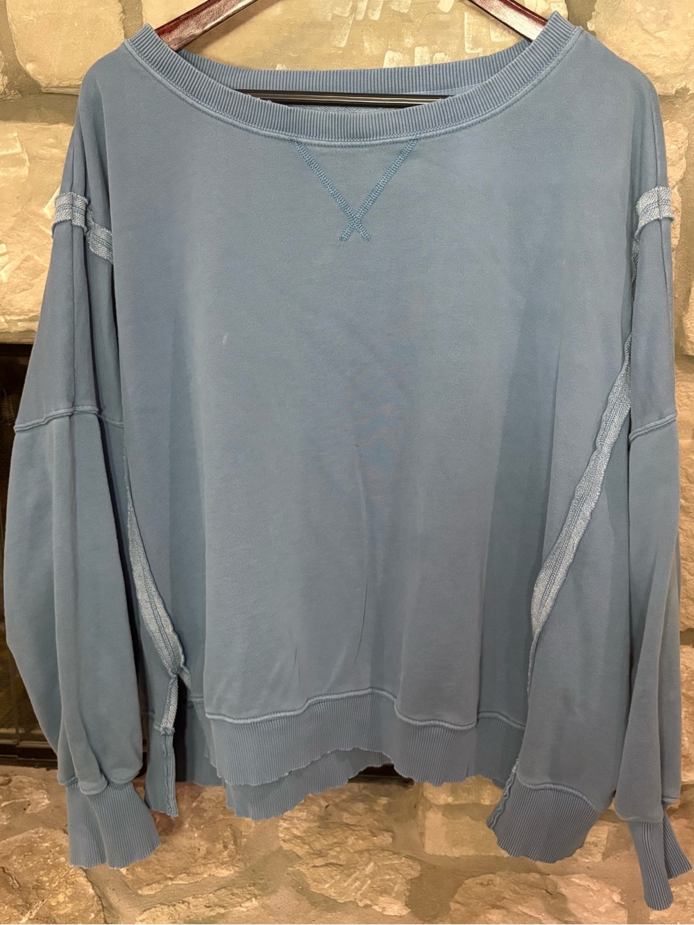 American Eagle Outfitters Light Blue Off-the-Shoulder Sweater